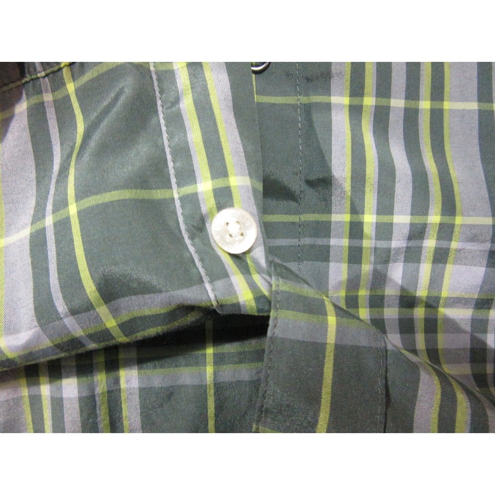 Patagonia Shirt Mens Medium Green Grey Plaid Outdoor Hiking Wicking Short Sleeve - Picture 8 of 13